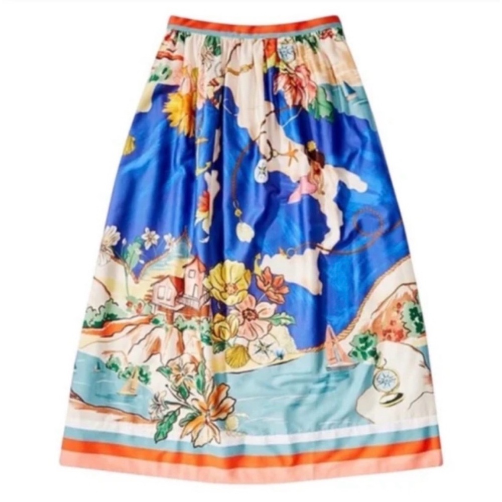 Antonio Melani Evie Woven Ocean Print A-Line Skirt